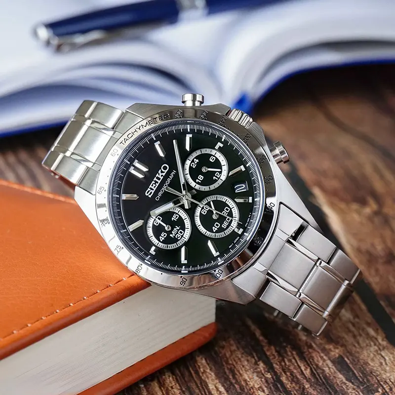 Seiko Spirit Chronograph Black Dial Silver-tone Men’s Watch- SBTR013